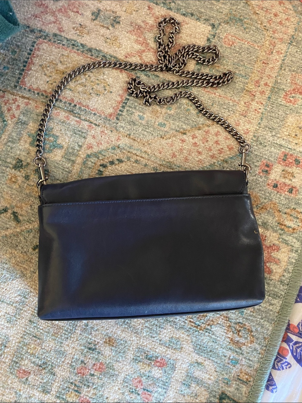 COACH Chain-Handle Crossbody NAVY AND GUNMETAL - Picture 2 of 7